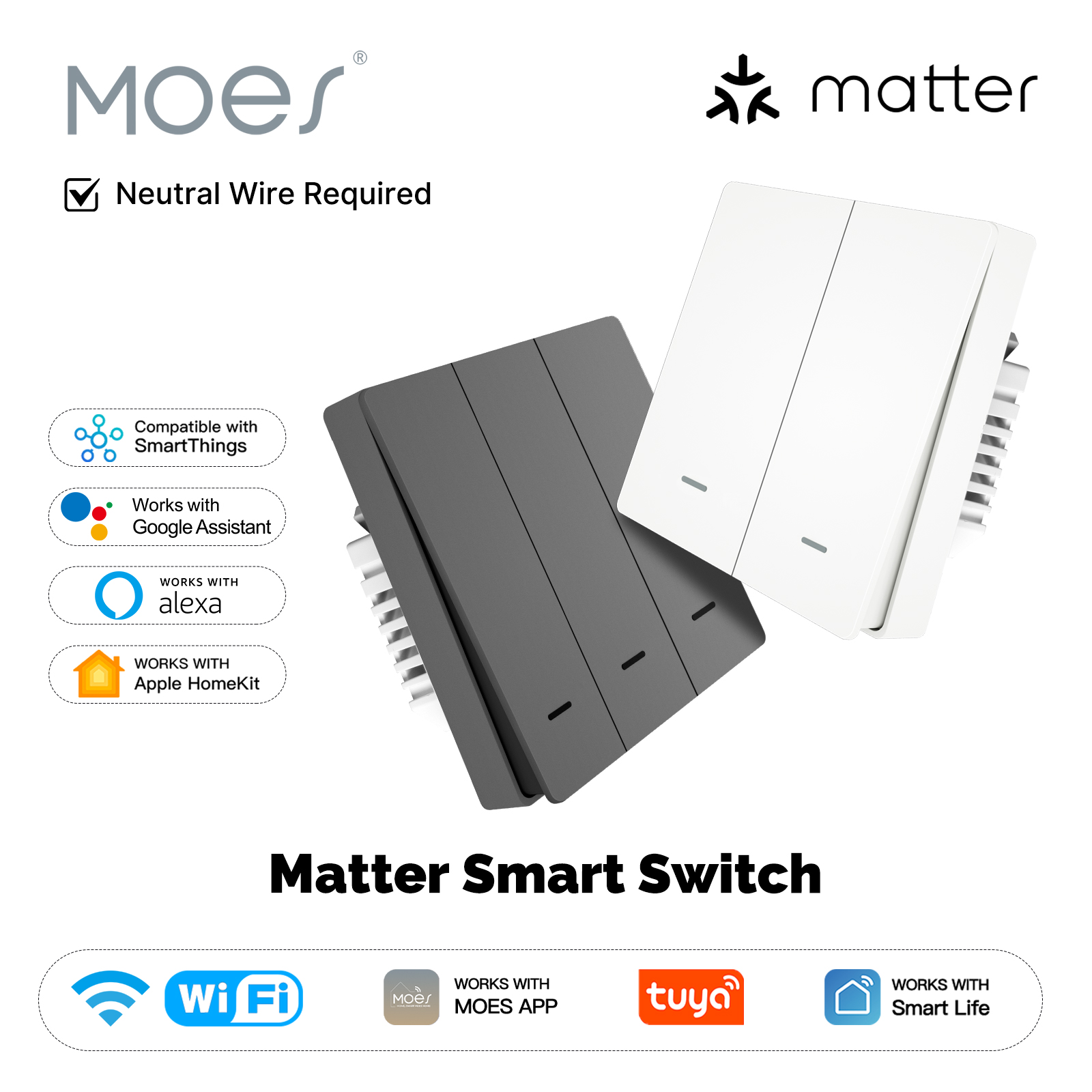 MOES Matter Tuya WiFi Smart Li - Smart Light Switch Wifi review and price