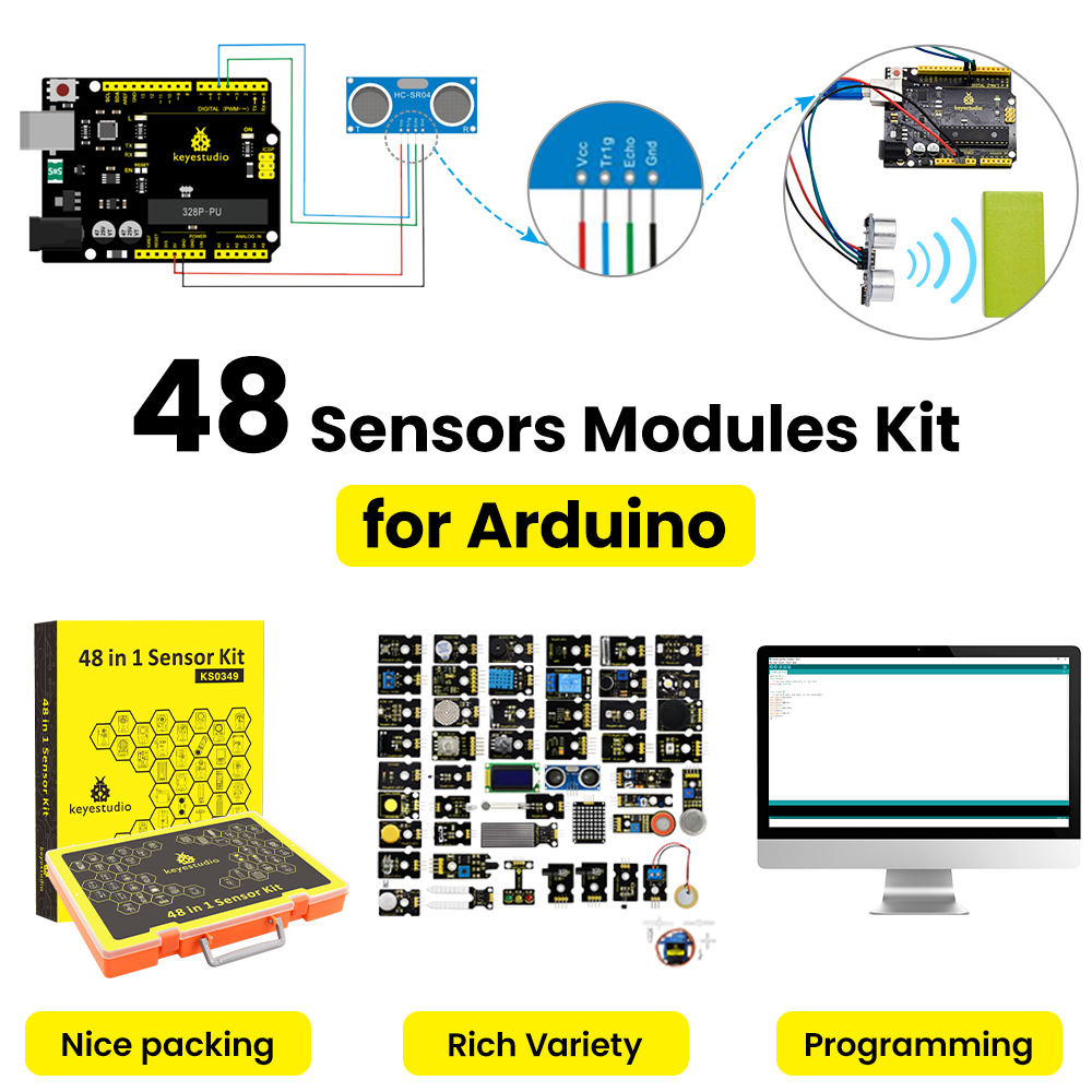 Keyestudio 48 in 1 Sensor Star - Esp32 Smart Home Kit review and price